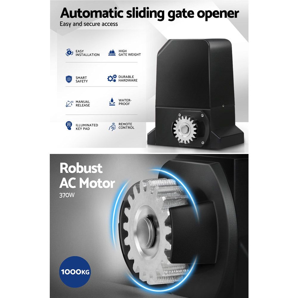 Lockmaster 4M 1000KG Automatic Sliding Gate Opener Kit LED Keypad