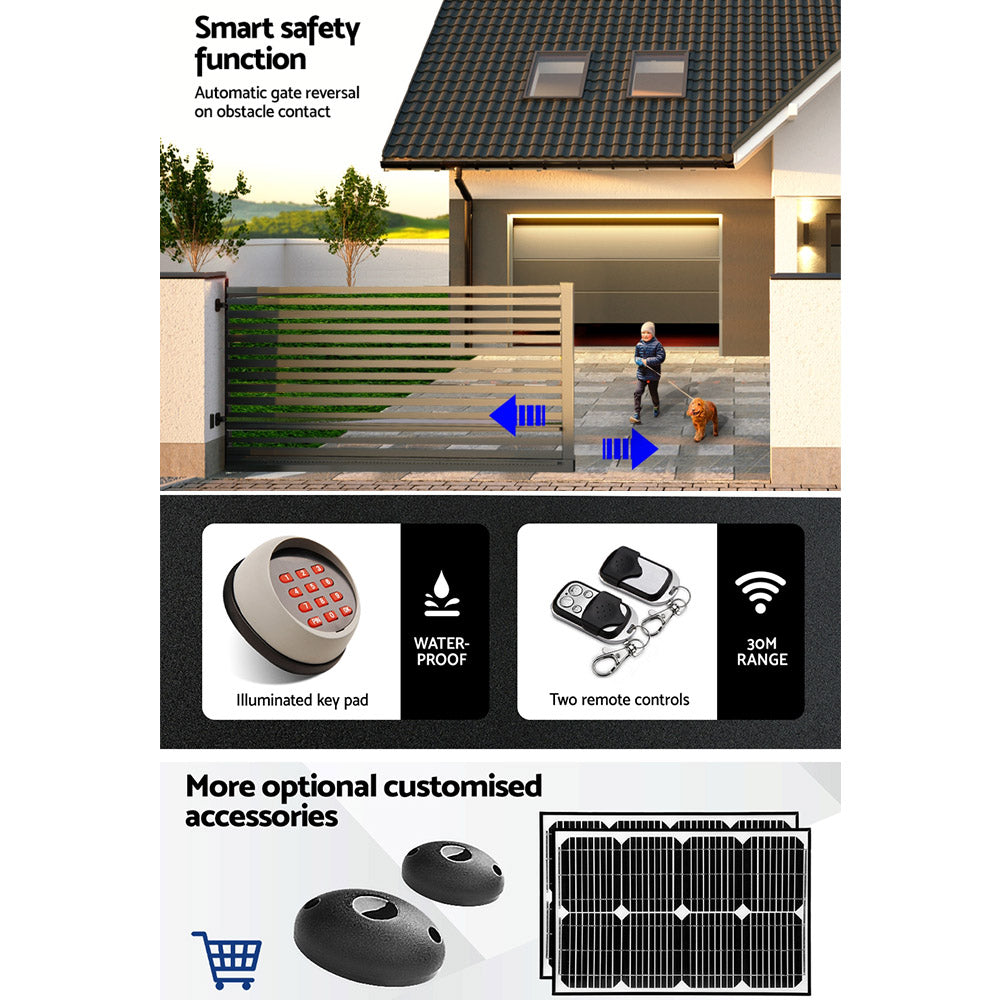 Lockmaster 4M 1000KG Automatic Sliding Gate Opener Kit LED Keypad