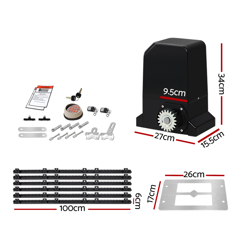 Lockmaster 6m Automatic Sliding Gate Opener Kit 1000kg LED Keypad