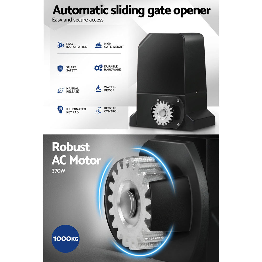 Lockmaster 6m Automatic Sliding Gate Opener Kit 1000kg LED Keypad