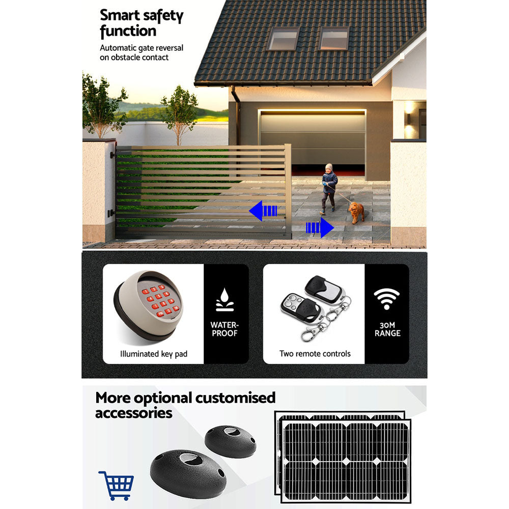Lockmaster 6m Automatic Sliding Gate Opener Kit 1000kg LED Keypad