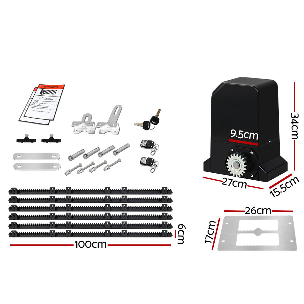 Lockmaster 6m Automatic Sliding Gate Opener Kit 1000kg Capacity
