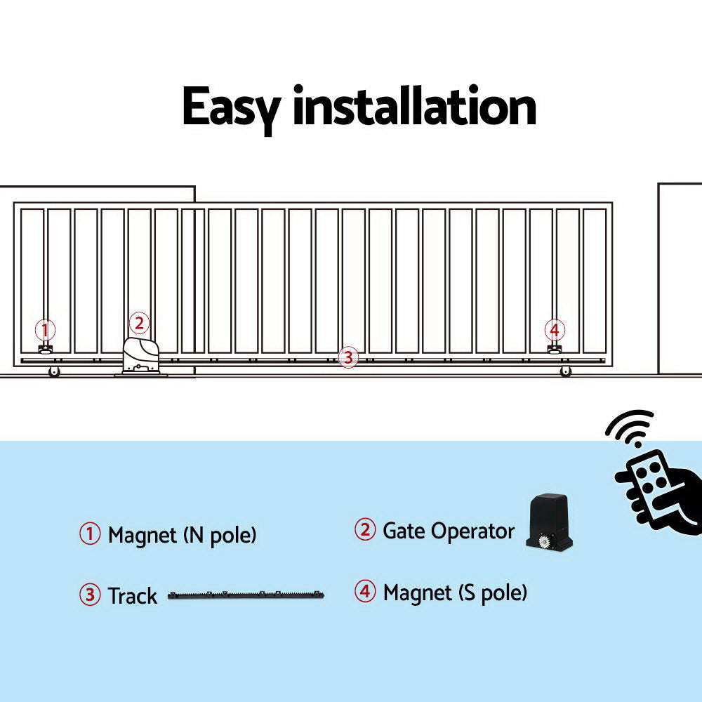 Lockmaster 6m Automatic Sliding Gate Opener Kit 1000kg Capacity