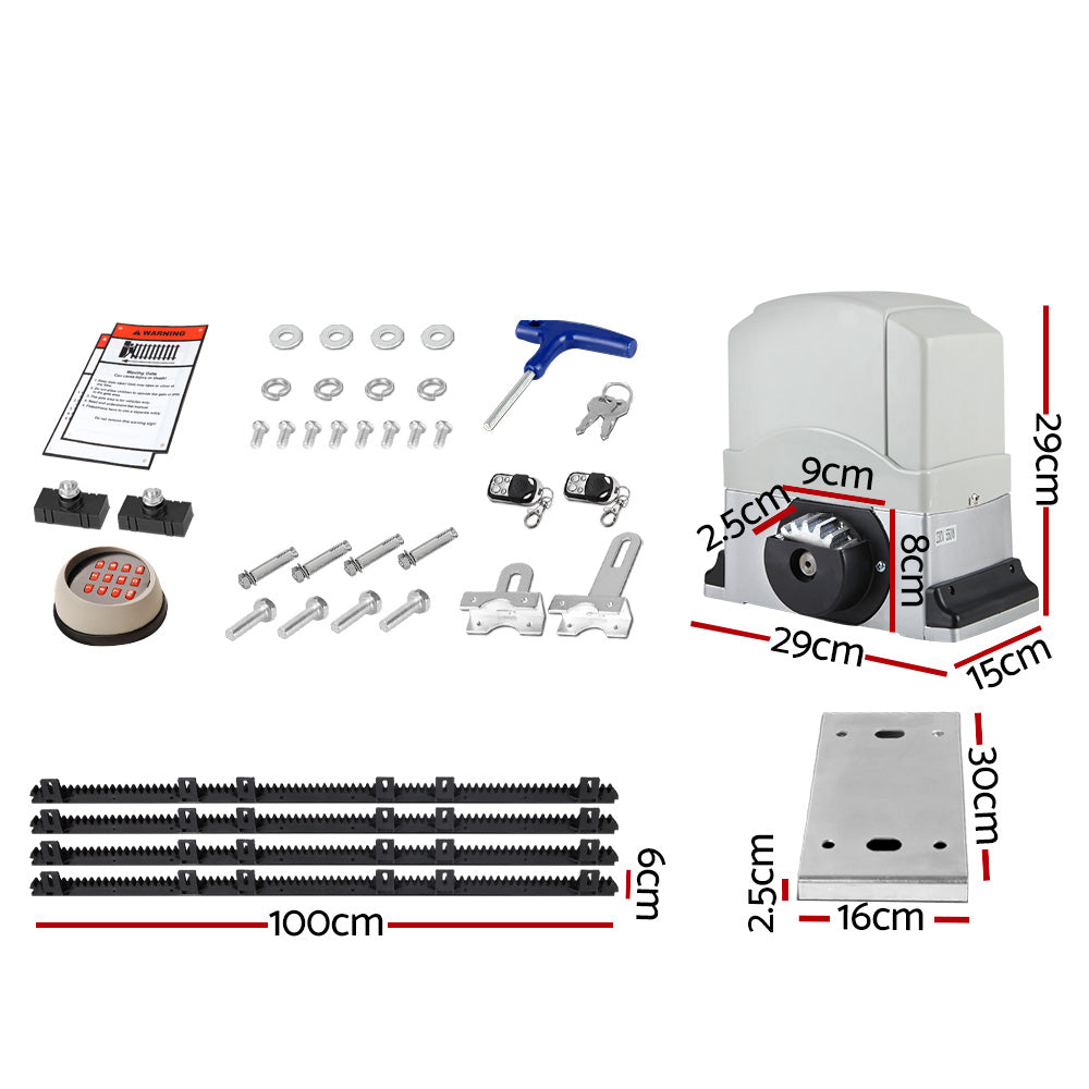 Lockmaster 4M 1200KG Automatic Sliding Gate Opener Kit Keypad