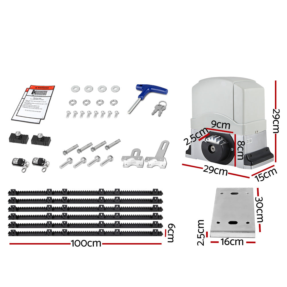 LockMaster 1200KG Electric Sliding Gate Opener 6M Rails