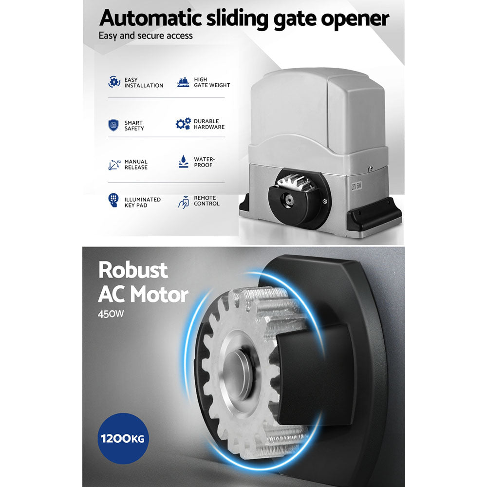 LockMaster 1200KG Electric Sliding Gate Opener 6M Rails