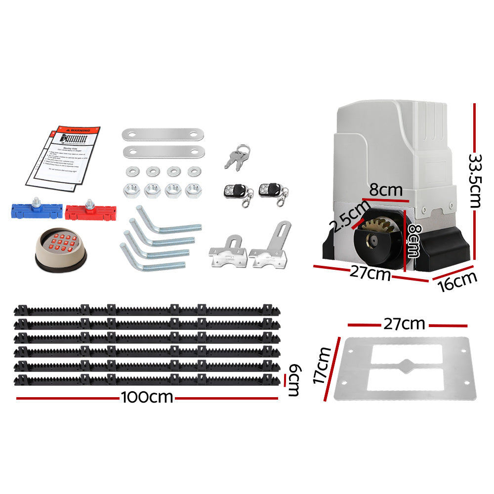 Lockmaster 6M 1800KG Automatic Sliding Gate Opener Kit Keypad