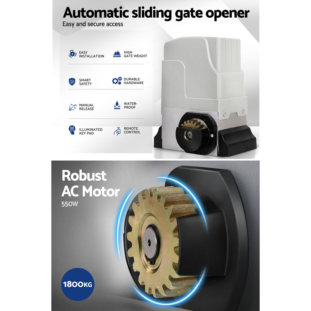 Lockmaster 6M 1800KG Automatic Sliding Gate Opener Kit Keypad