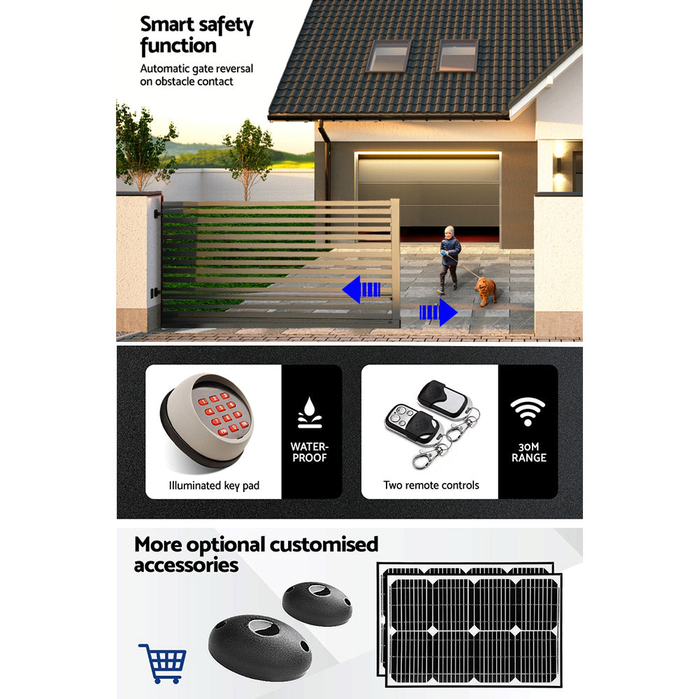 Lockmaster 6M 1800KG Automatic Sliding Gate Opener Kit Keypad