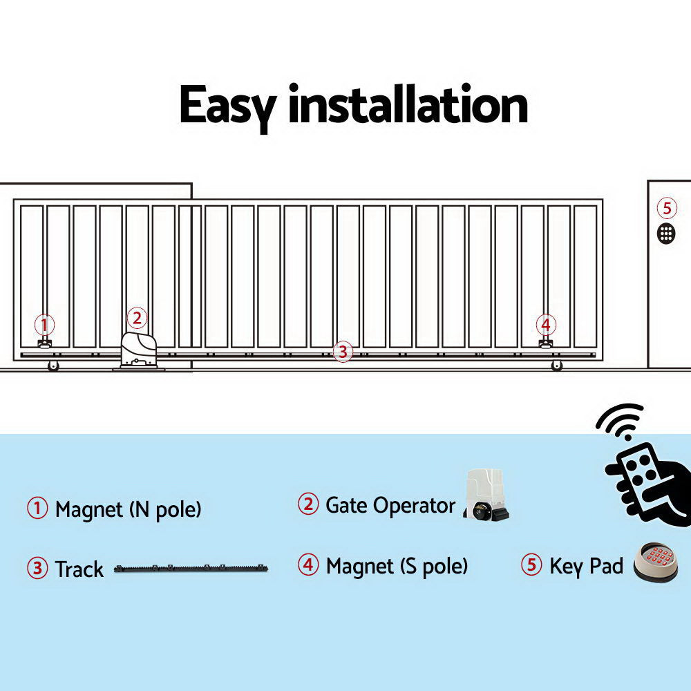 Lockmaster 6M 1800KG Automatic Sliding Gate Opener Kit Keypad