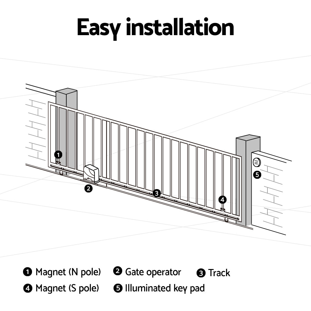 LockMaster 6m 800kg Automatic Sliding Gate Opener Kit Keypad