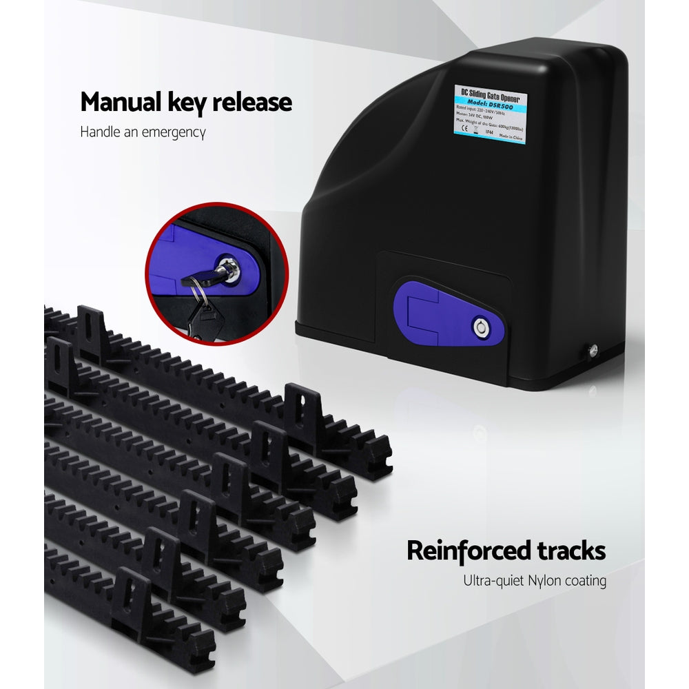 LockMaster 6M 600KG Automatic Sliding Gate Opener Kit Solar-Powered
