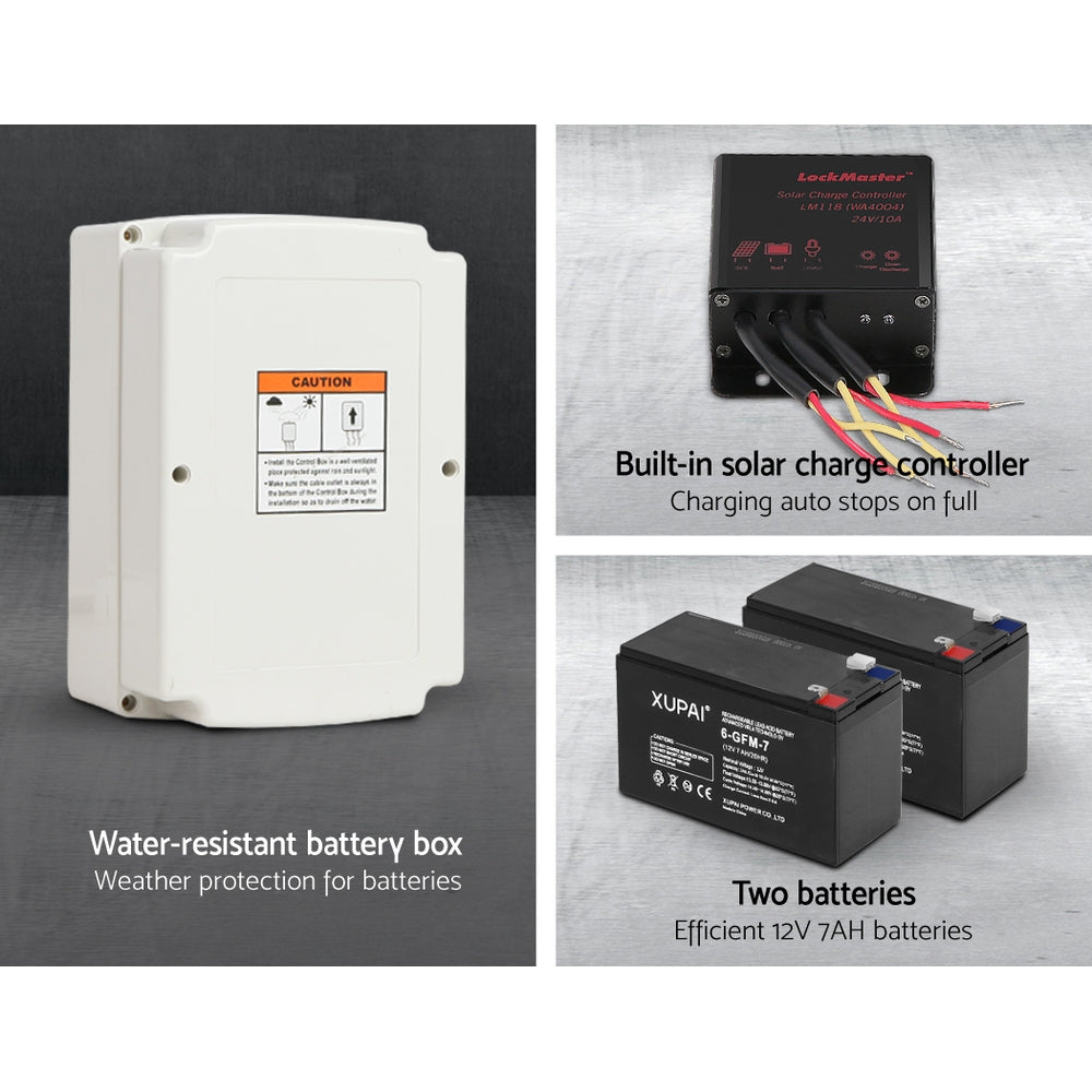 LockMaster 4M 600KG Automatic Sliding Gate Opener Kit Solar-Powered
