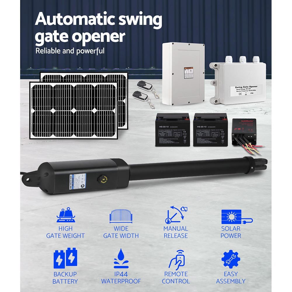 LockMaster Solar Single Swing Gate Opener 600KG 40W
