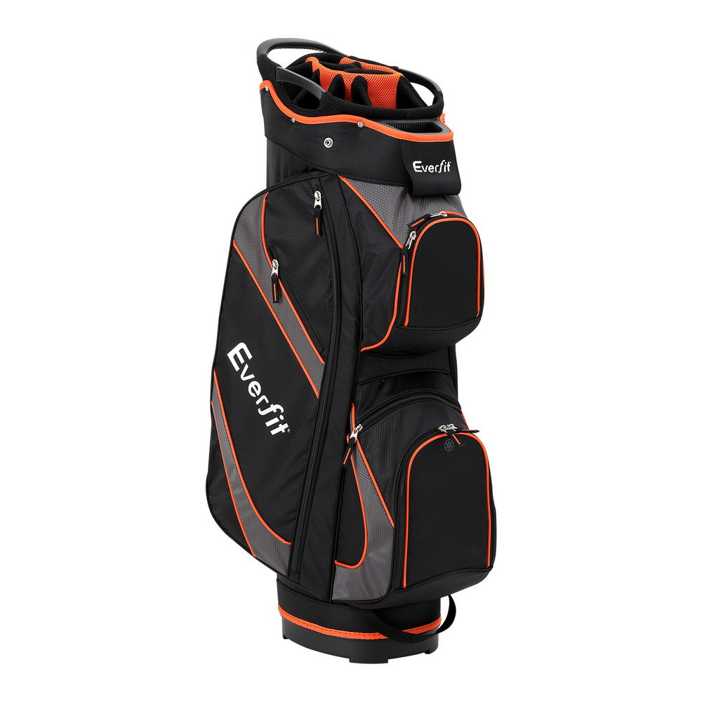 Everfit 14-Way Divider Golf Bag Stand Insulated Black Orange