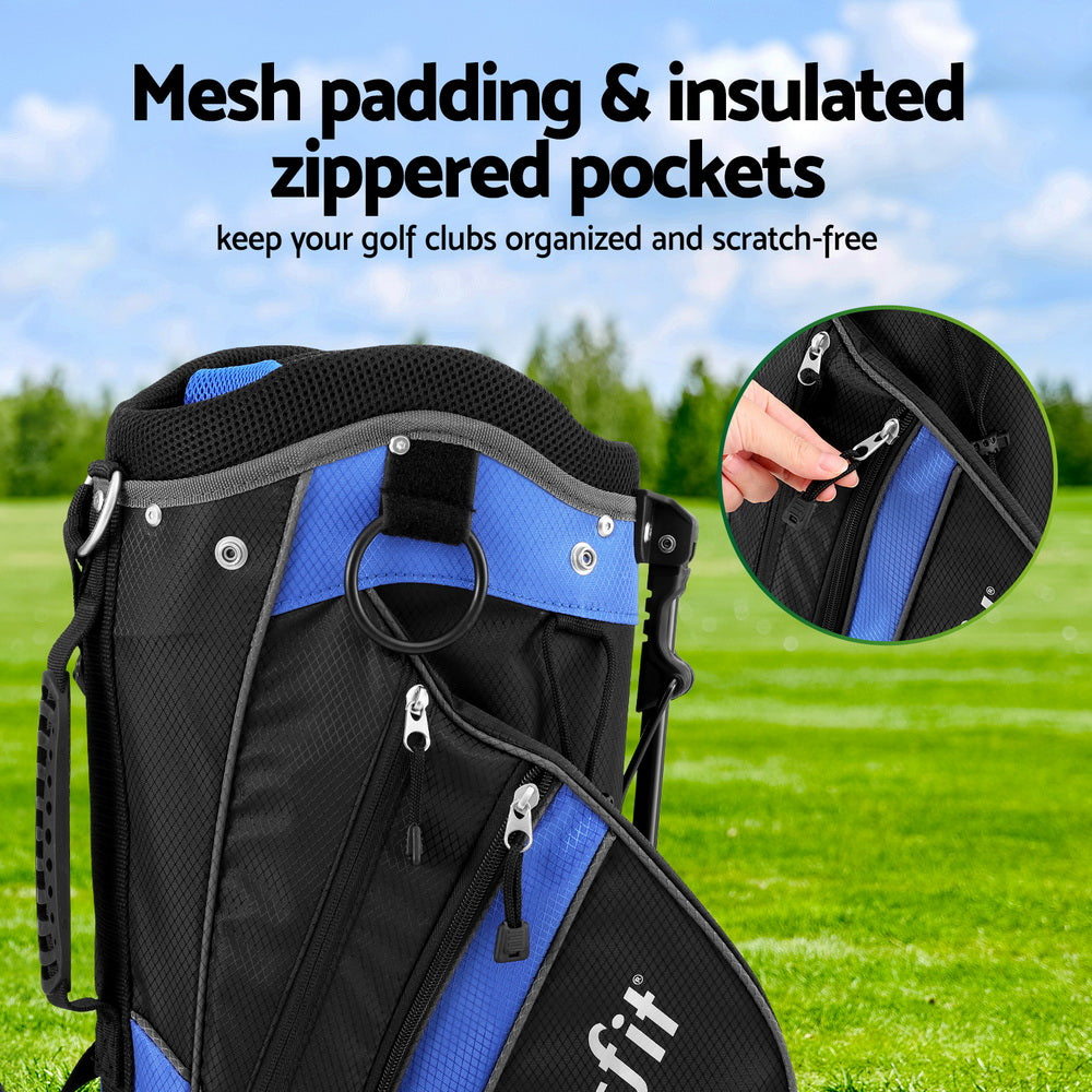Everfit 6-Way Divider Golf Bag Stand Insulated Black/Blue