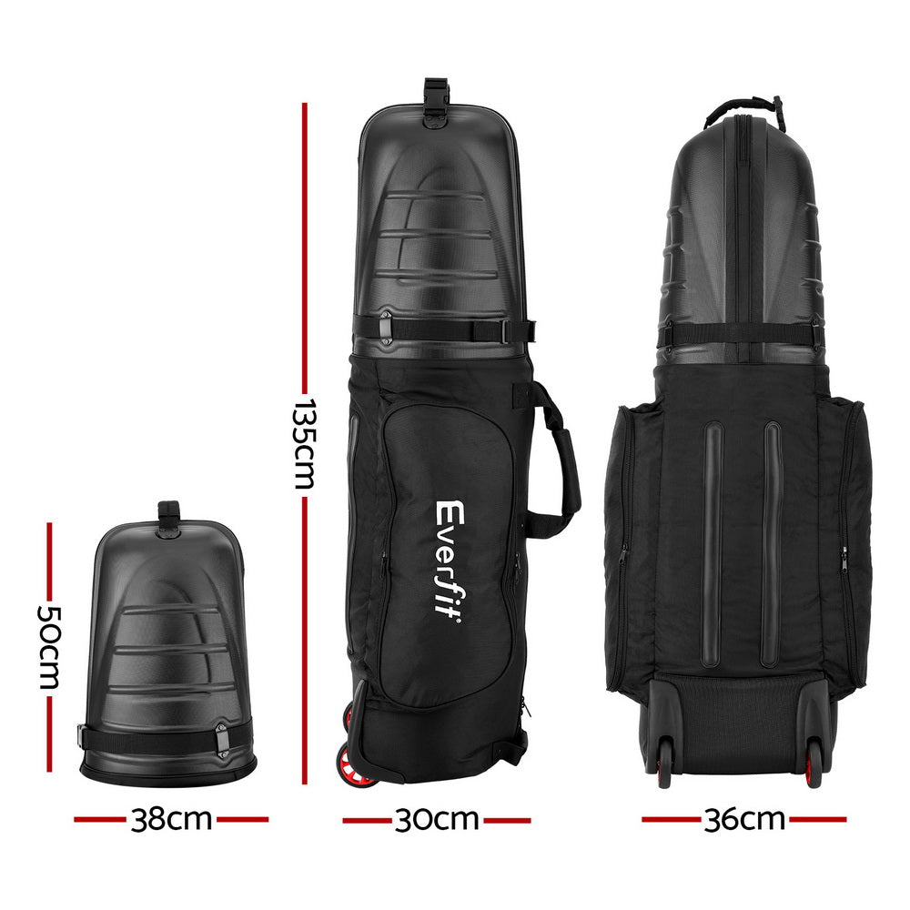 Everfit Foldable Golf Travel Bag with Wheels Black