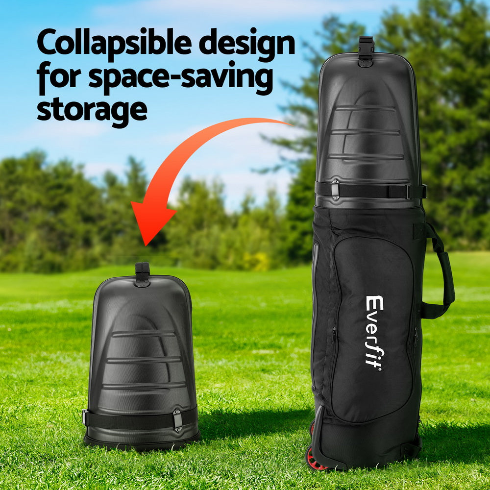Everfit Foldable Golf Travel Bag with Wheels Black