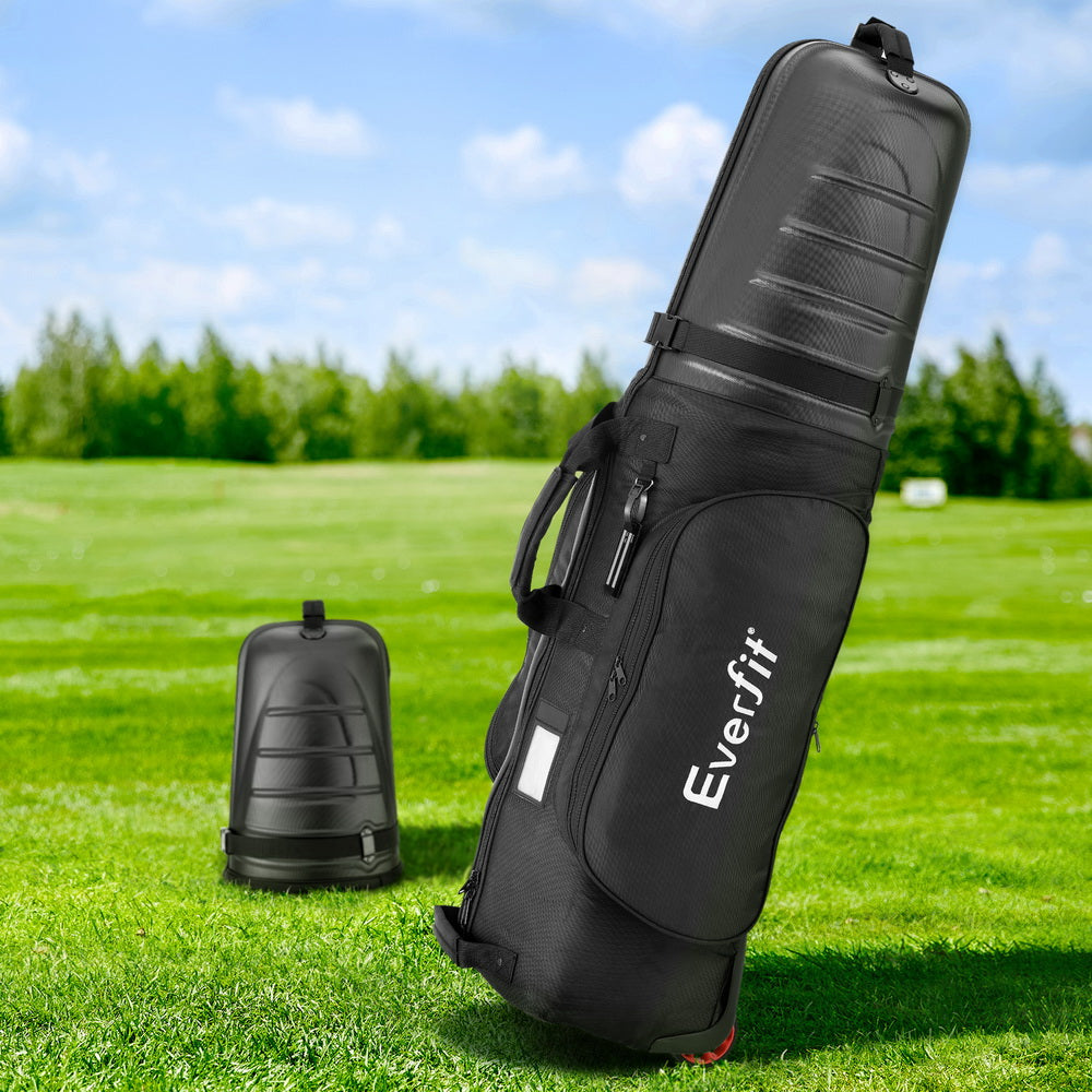 Everfit Foldable Golf Travel Bag with Wheels Black