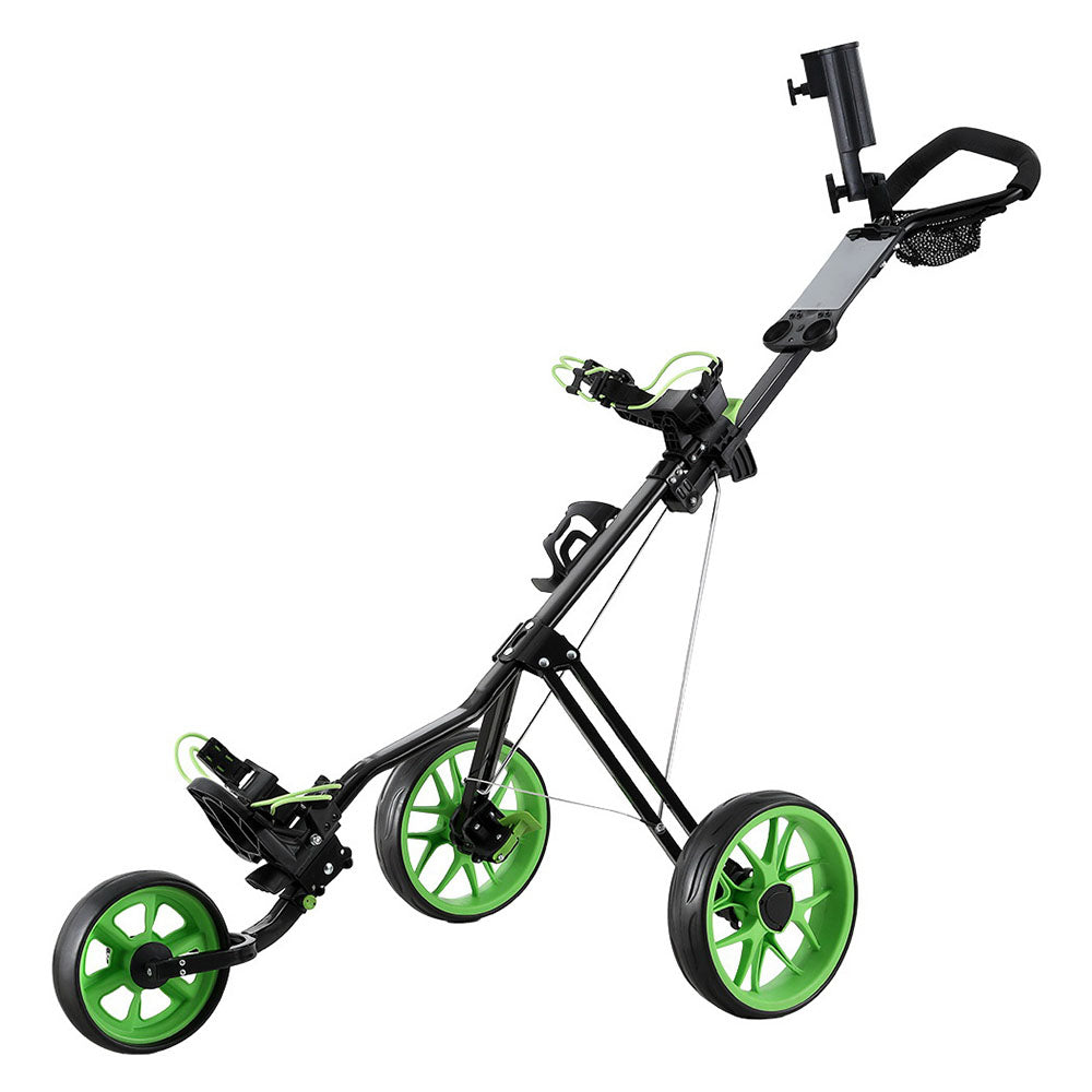 Everfit 3-Wheel Golf Buggy Quick Folding Trolley Green