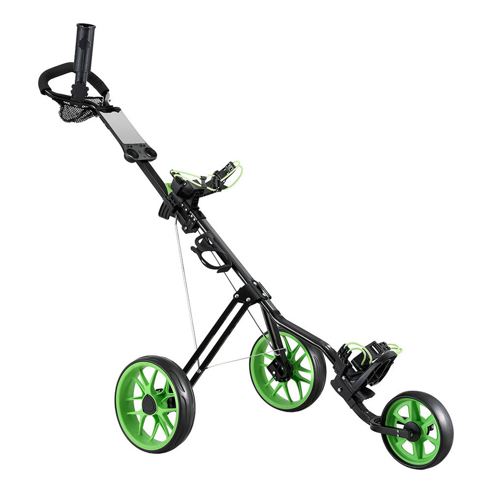 Everfit 3-Wheel Golf Buggy Quick Folding Trolley Green