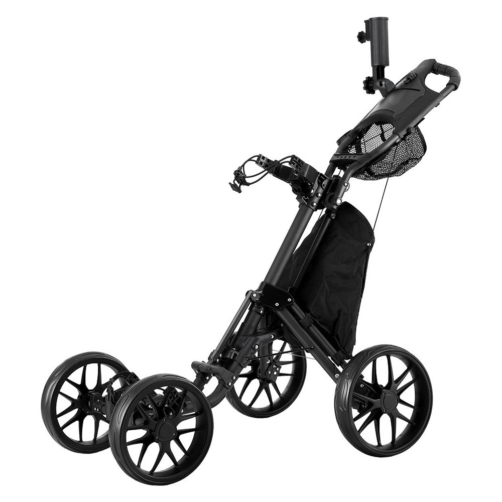 Everfit Foldable Golf Buggy Trolley Black 4-Wheel with Umbrella and Bottle Holder