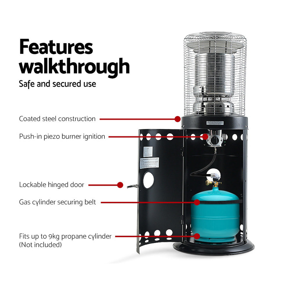Devanti 10kW Outdoor Gas Patio Heater Black