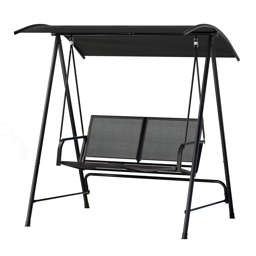 Gardeon 2-Seater Outdoor Swing Chair Adjustable Canopy Black