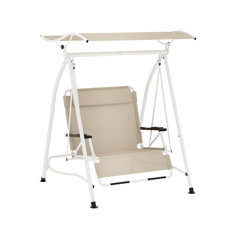 Gardeon 2-Seater Outdoor Swing Chair Canopy Beige