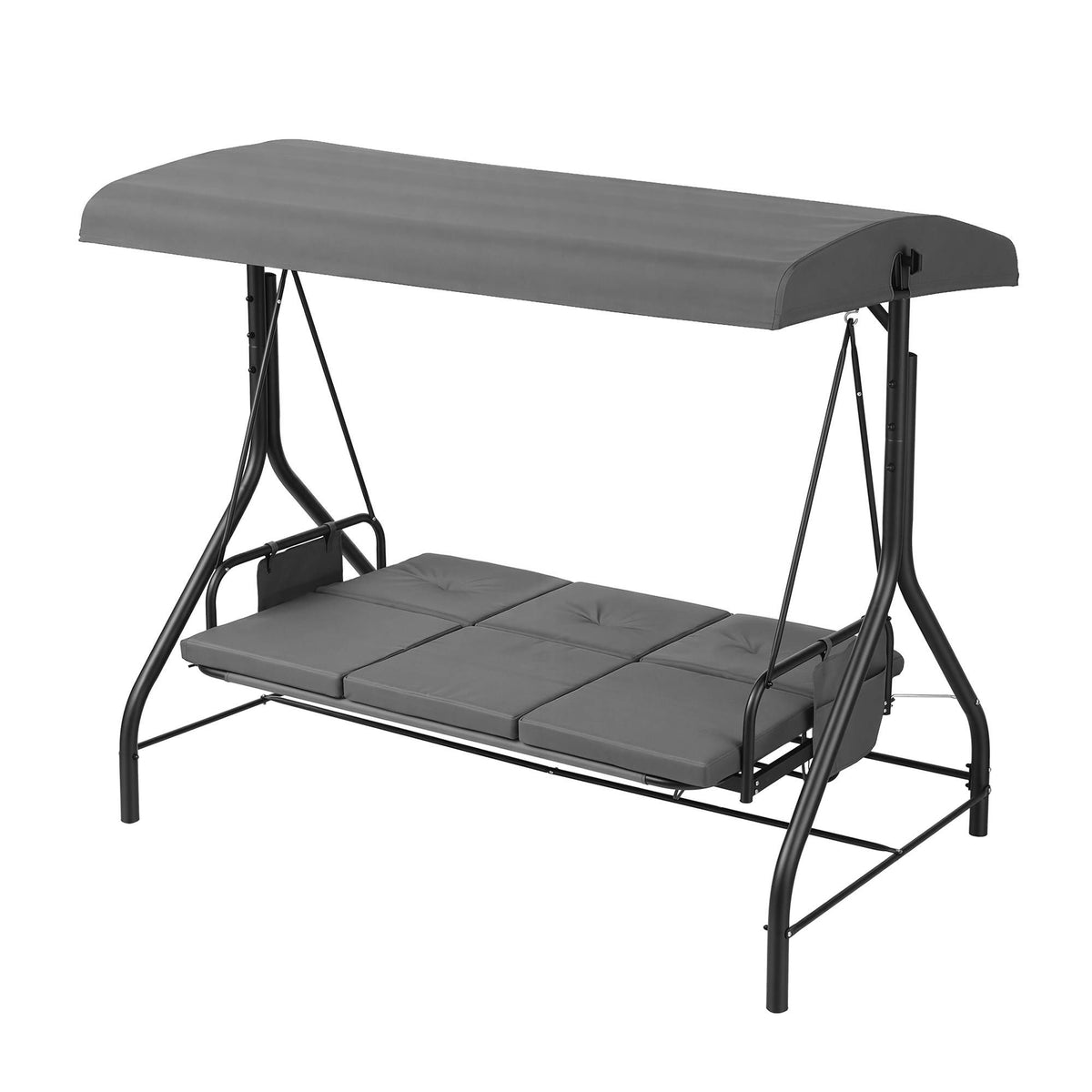 Gardeon Outdoor Swing Chair with Canopy Convertible Hanging Bed Grey
