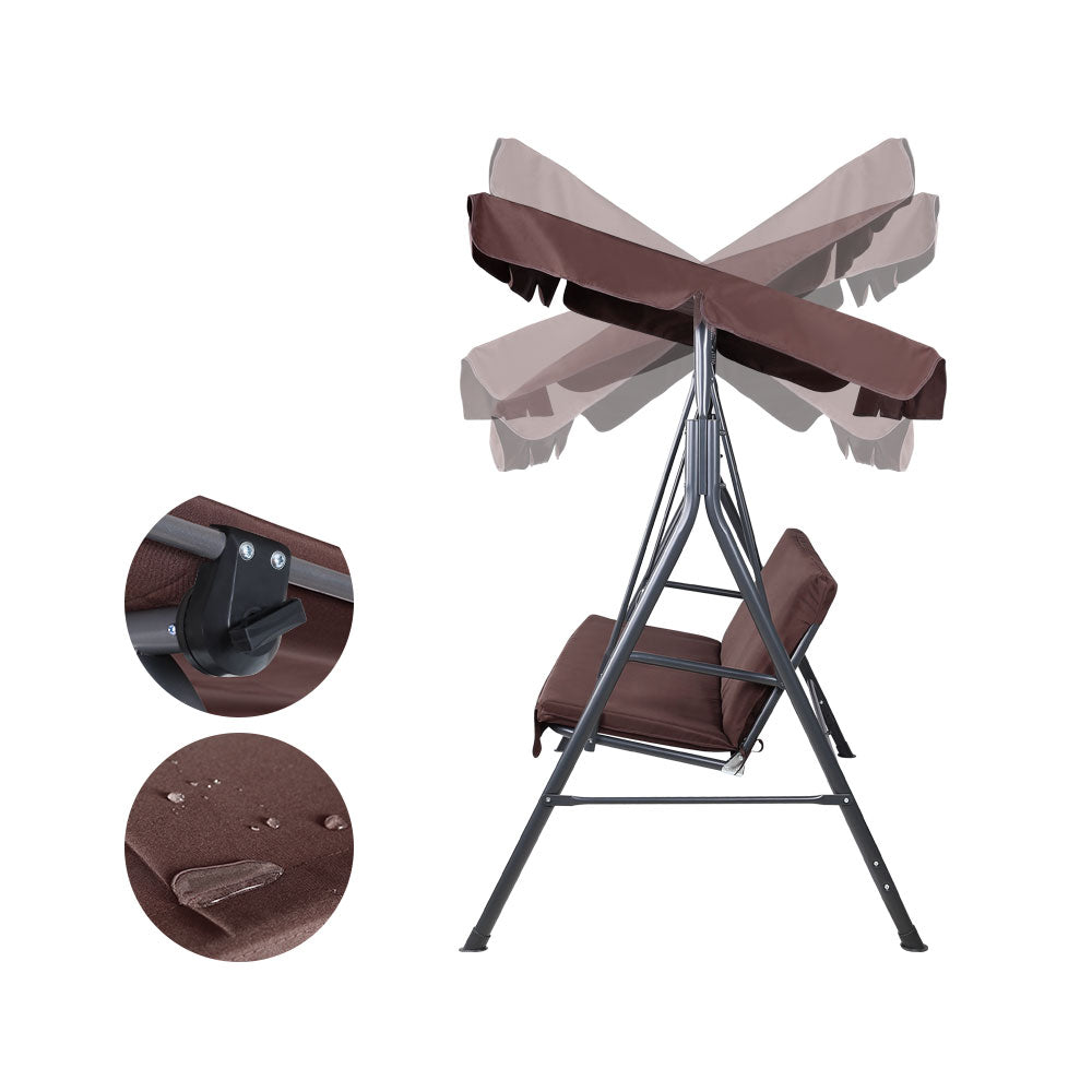 Gardeon 3-Seater Outdoor Swing Chair Canopy Brown
