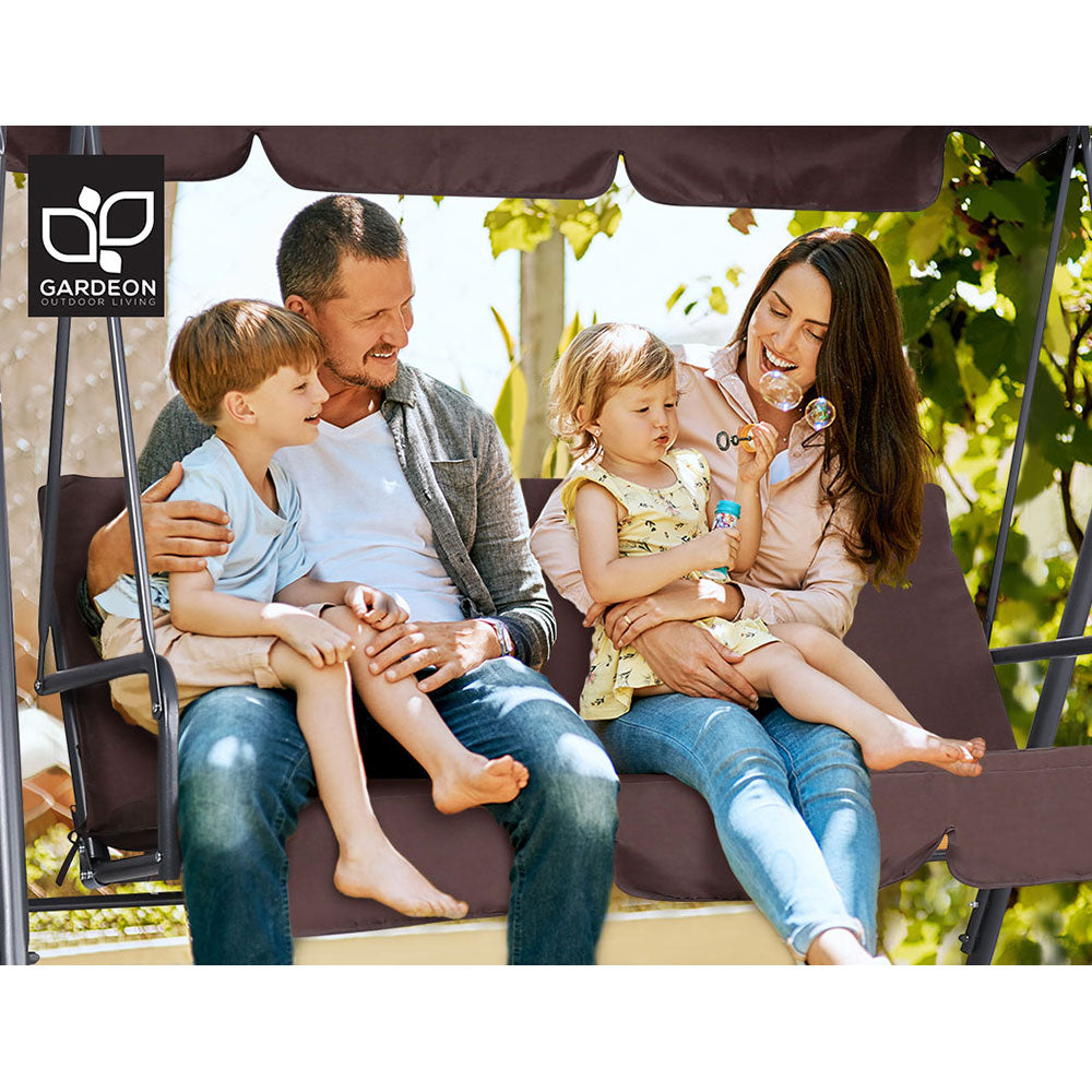 Gardeon 3-Seater Outdoor Swing Chair Canopy Brown