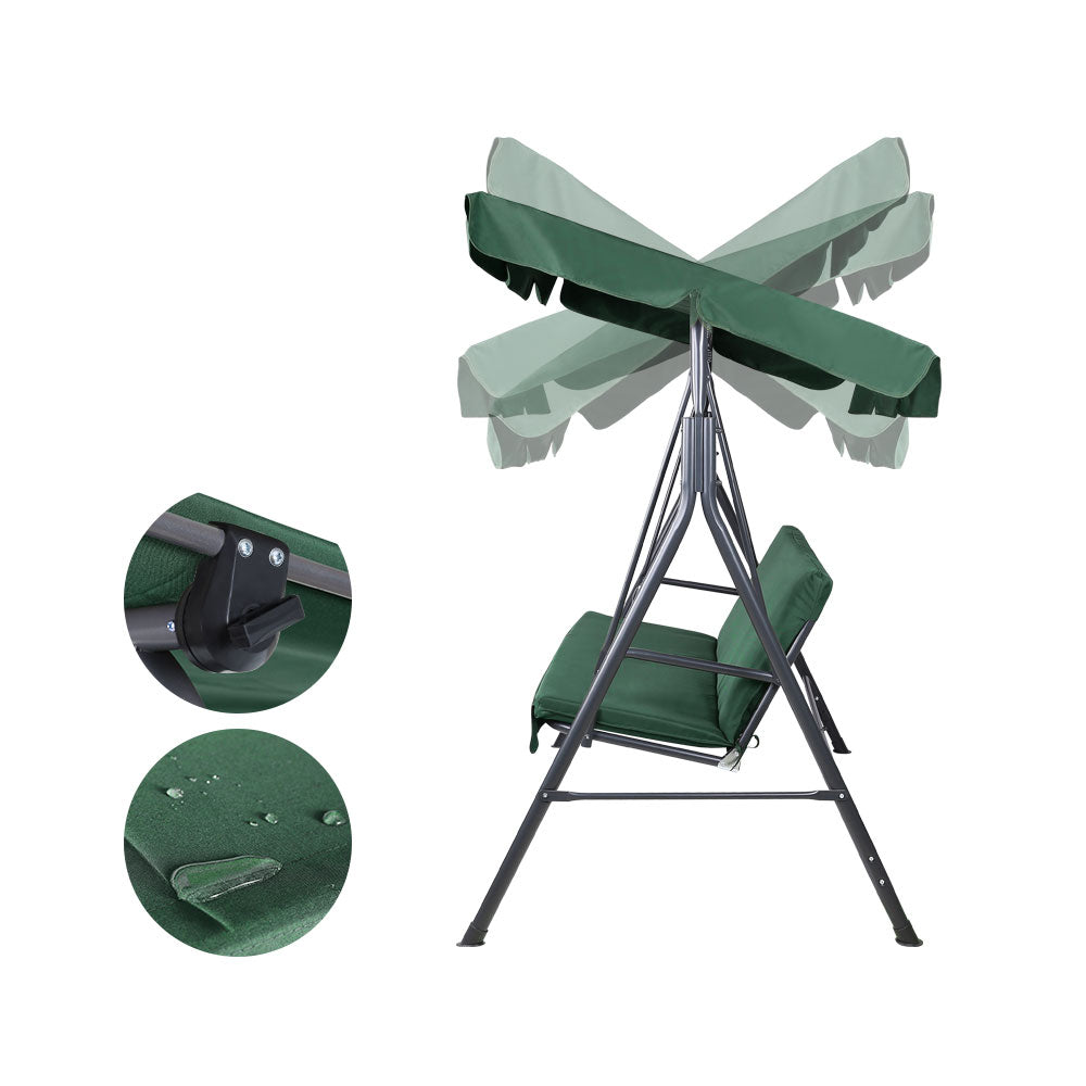 Gardeon 3-Seater Outdoor Swing Chair Canopy Dark Green