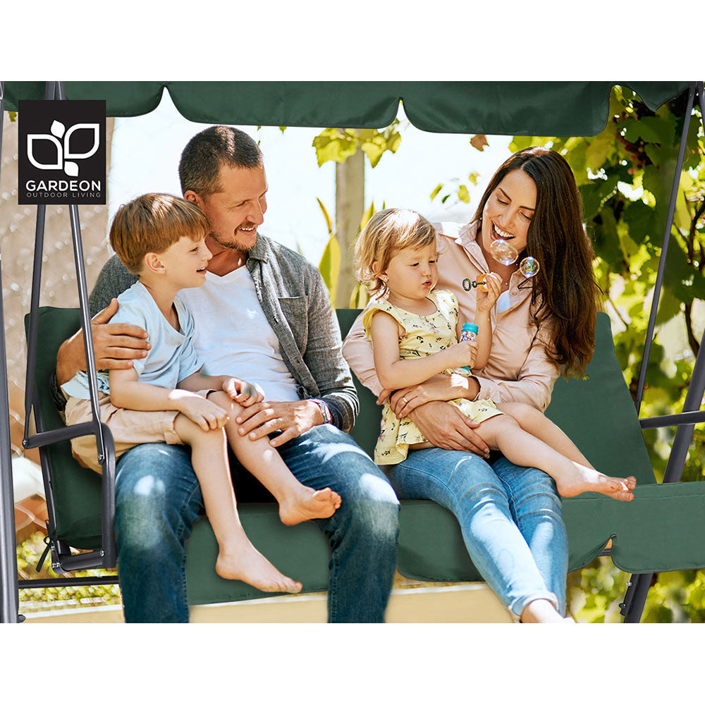 Gardeon 3-Seater Outdoor Swing Chair Canopy Dark Green