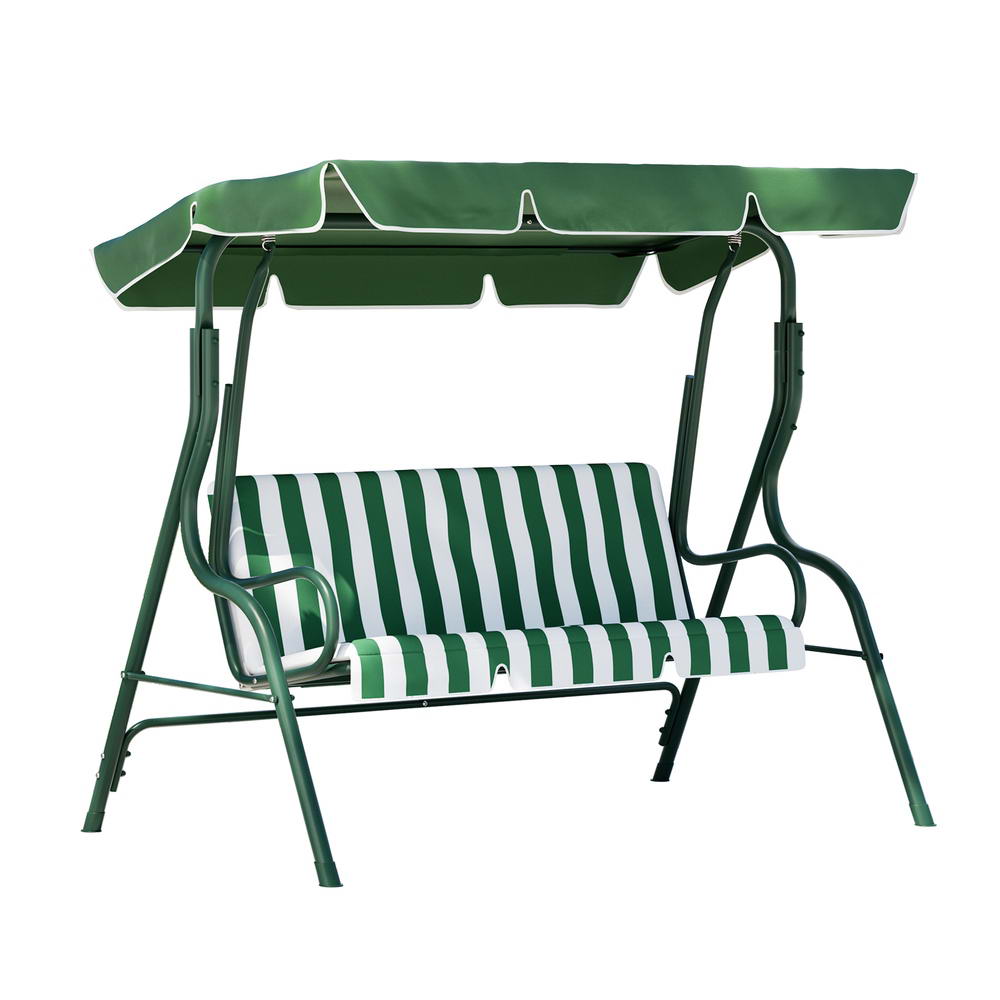 Gardeon 3-Seater Outdoor Swing Chair Canopy White Green