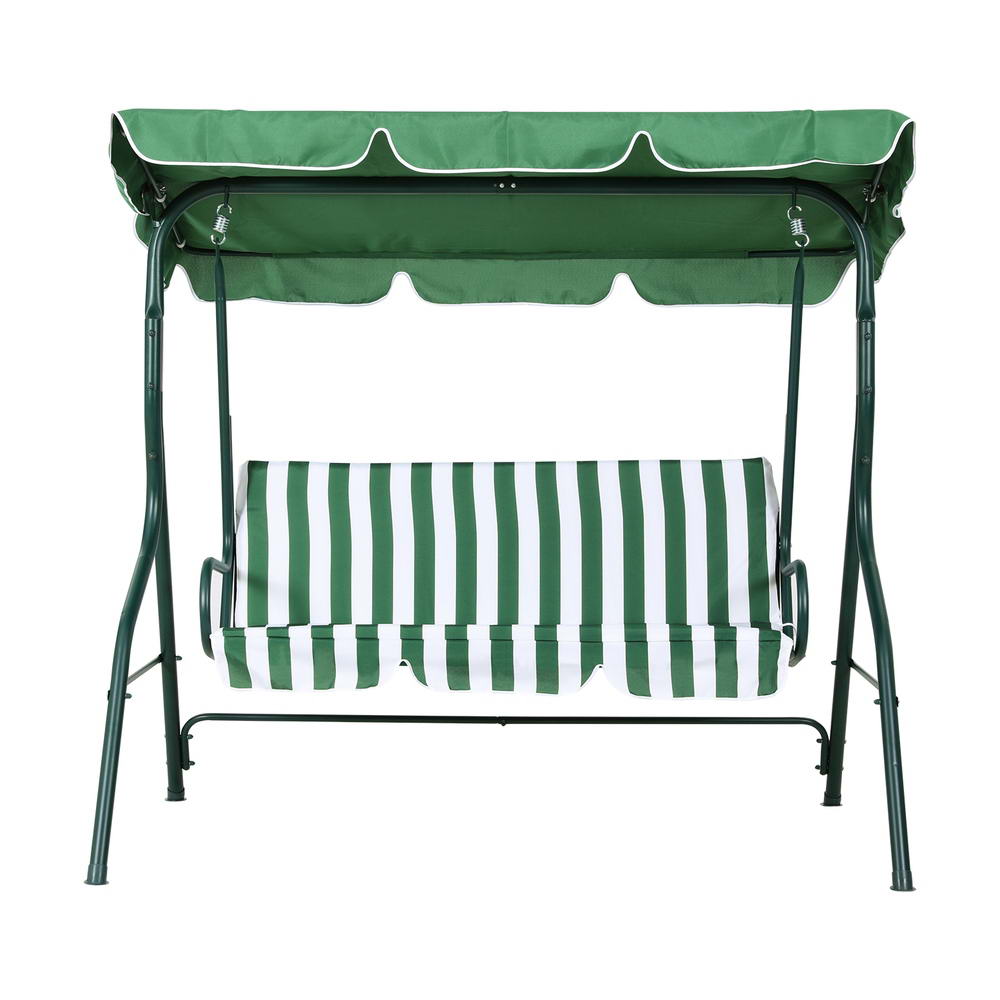 Gardeon 3-Seater Outdoor Swing Chair Canopy White Green