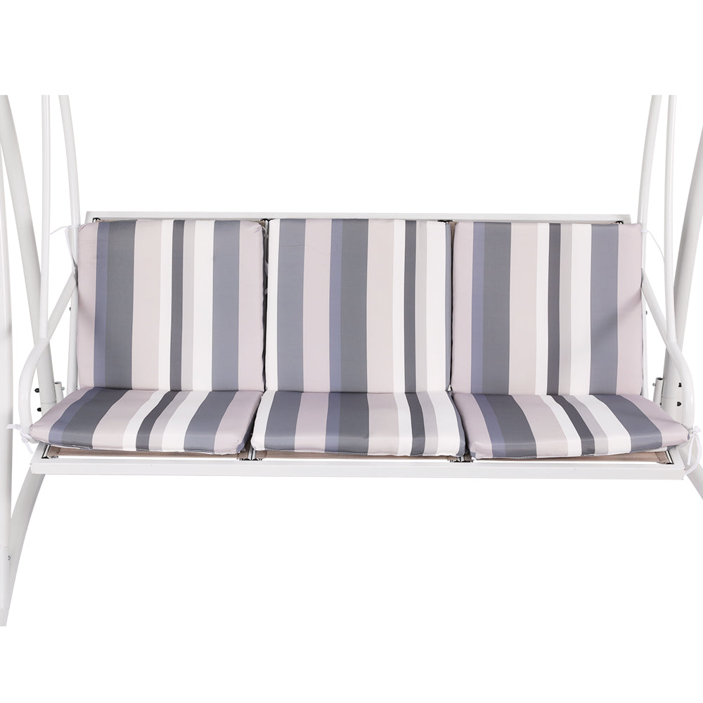 Gardeon 3-Seater Outdoor Swing Chair Adjustable Canopy White Grey