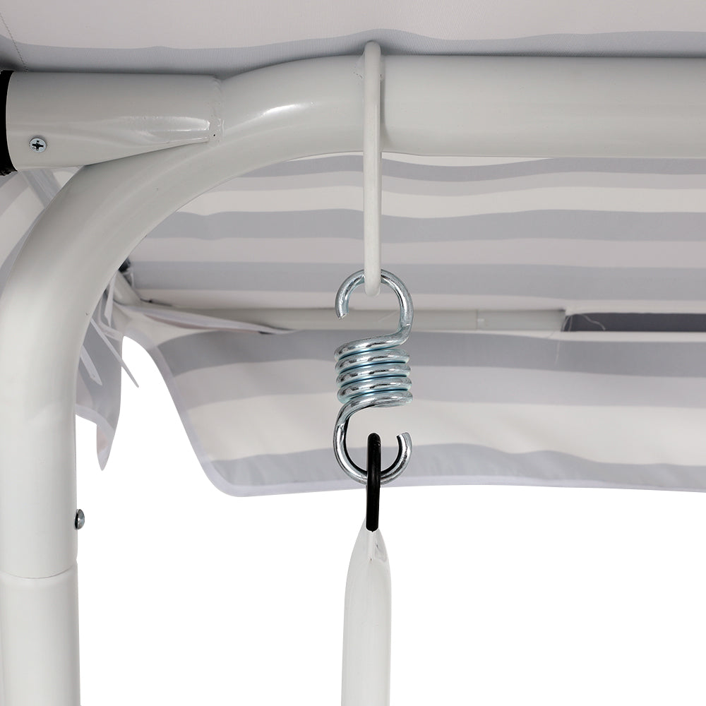 Gardeon 3-Seater Outdoor Swing Chair Adjustable Canopy White Grey