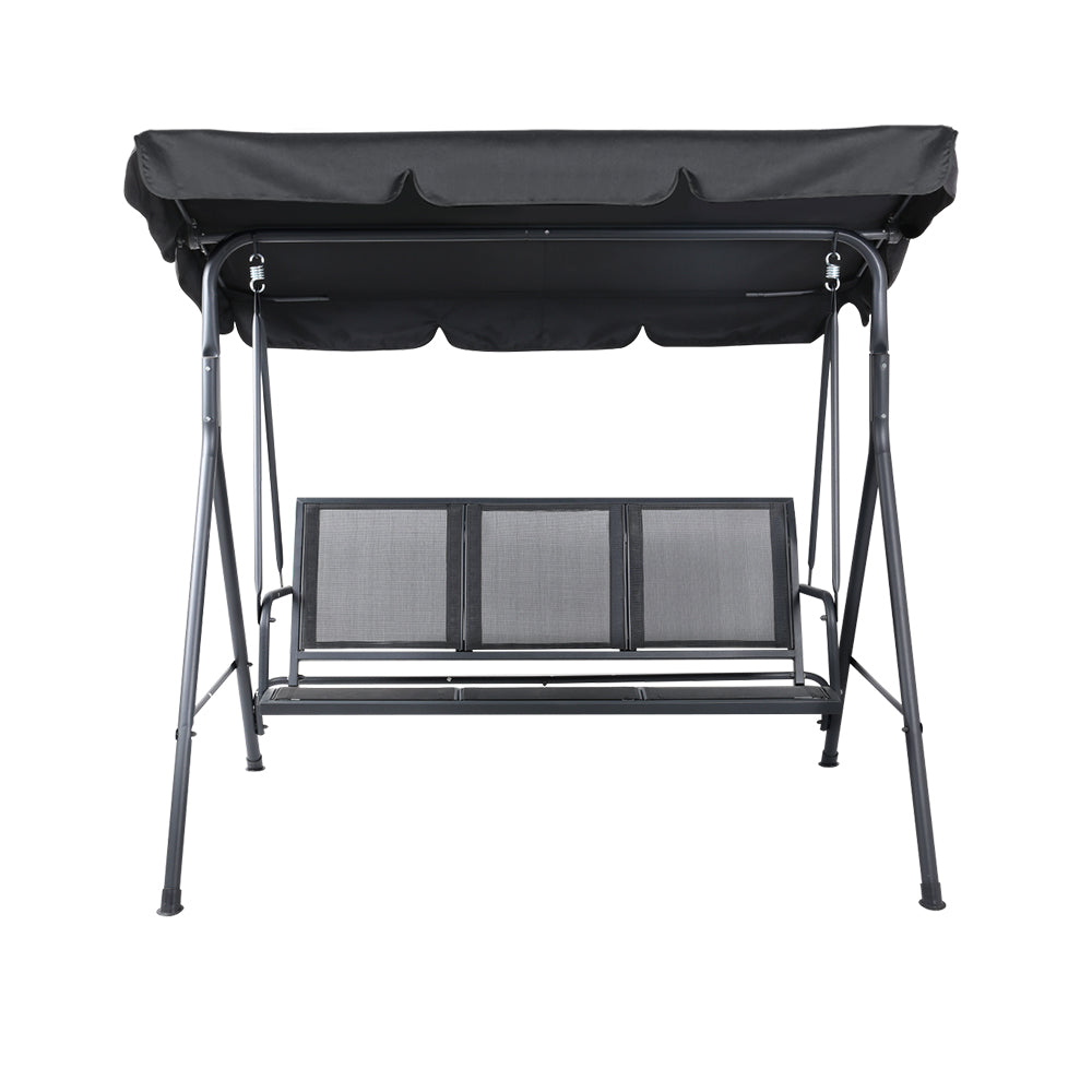 Gardeon 3-Seater Outdoor Swing Chair Canopy Mesh Black