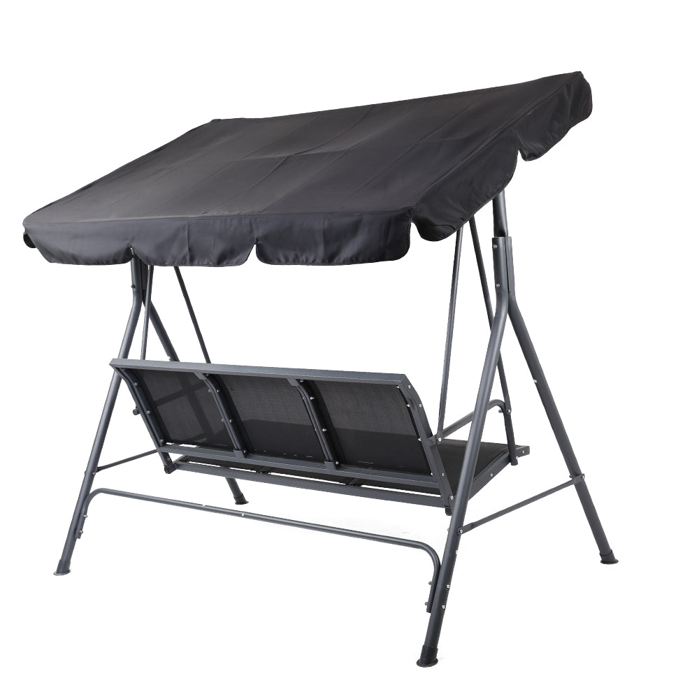 Gardeon 3-Seater Outdoor Swing Chair Canopy Mesh Black