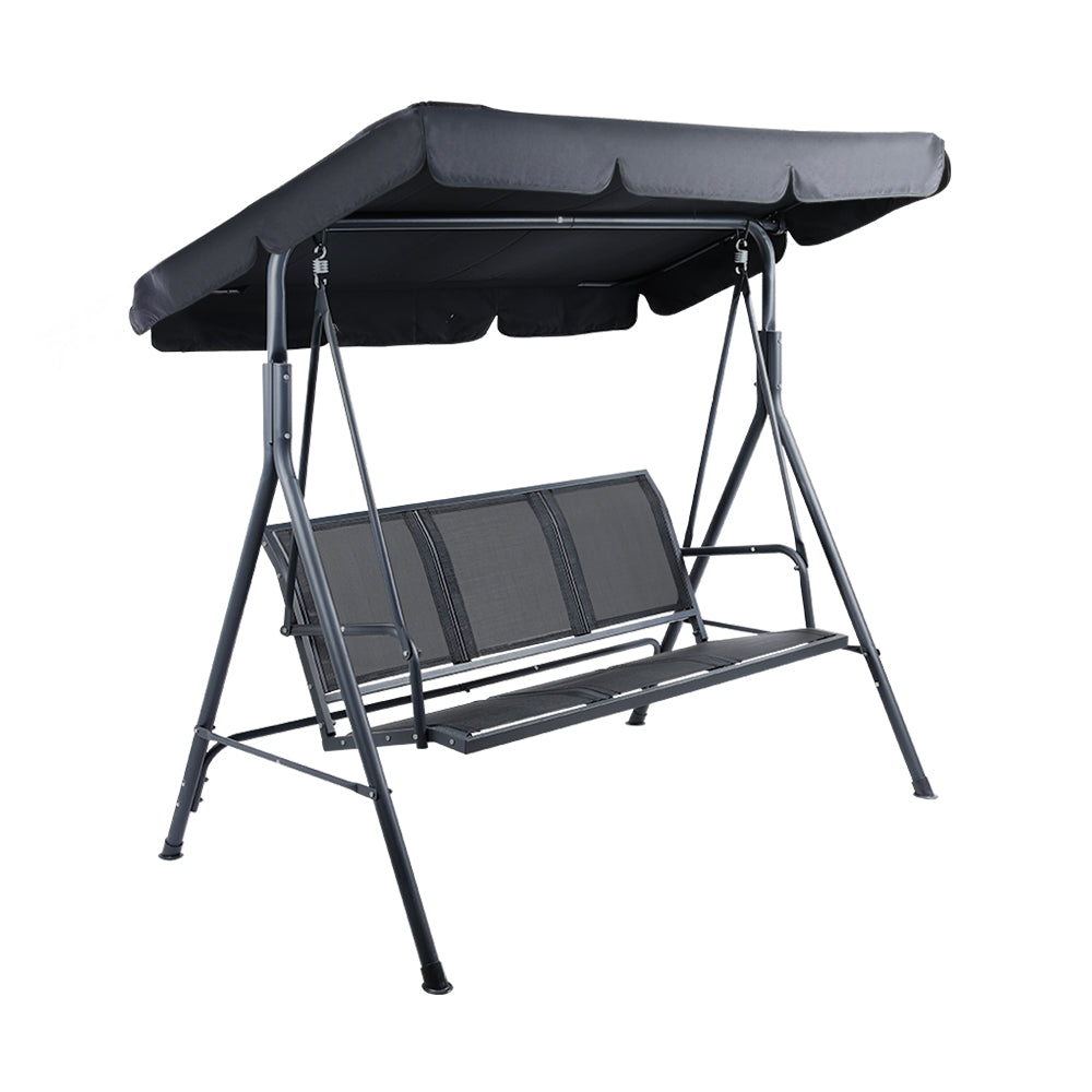Gardeon 3-Seater Outdoor Swing Chair Canopy Mesh Black