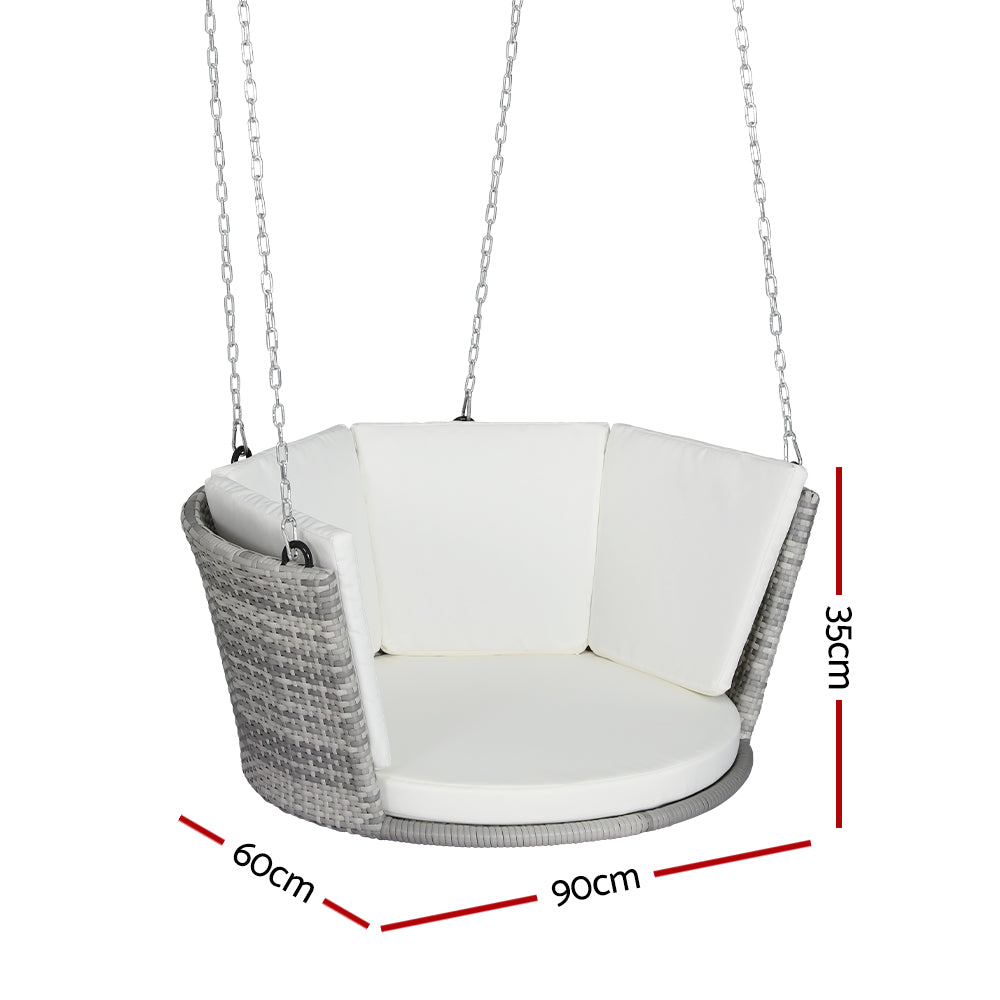 Gardeon Single Rattan Swing Chair Outdoor Furniture Grey