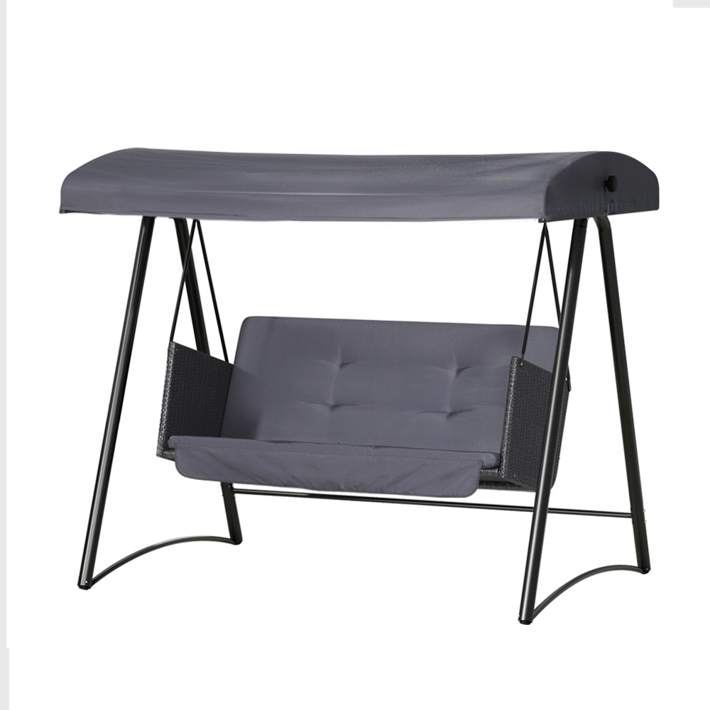 Gardeon 3-Seater Outdoor Swing Chair Rattan Grey