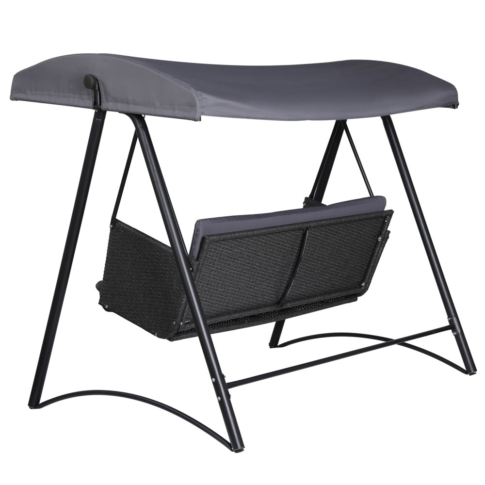 Gardeon 3-Seater Outdoor Swing Chair Rattan Grey