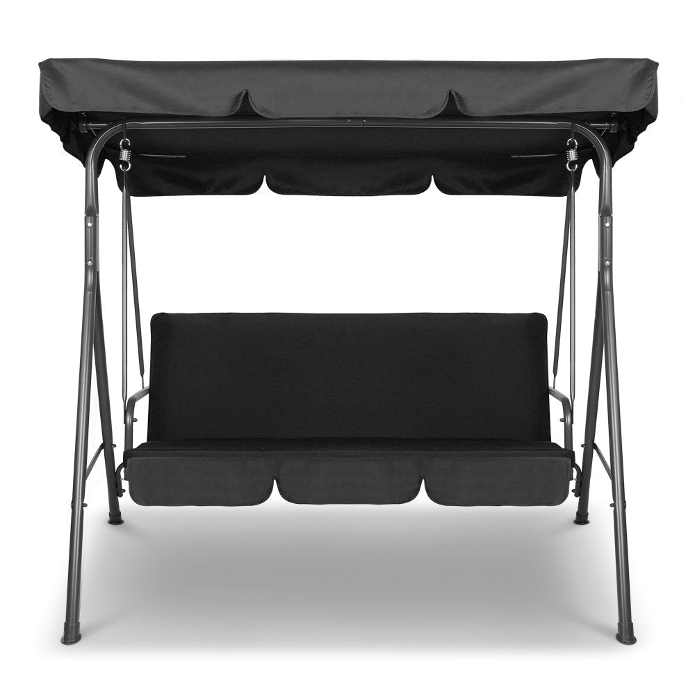 Gardeon 3-Seater Outdoor Swing Chair Black Canopy