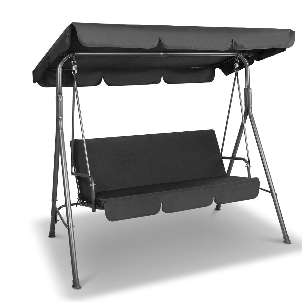 Gardeon 3-Seater Outdoor Swing Chair Black Canopy