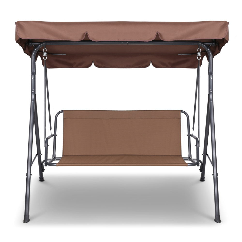 Gardeon 3-Seater Outdoor Swing Chair Canopy Coffee