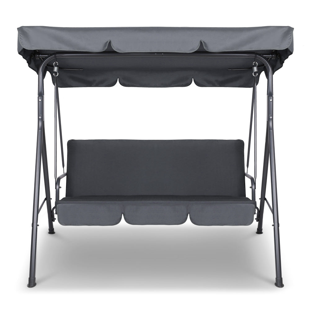 Gardeon 3-Seater Outdoor Swing Chair Canopy Grey