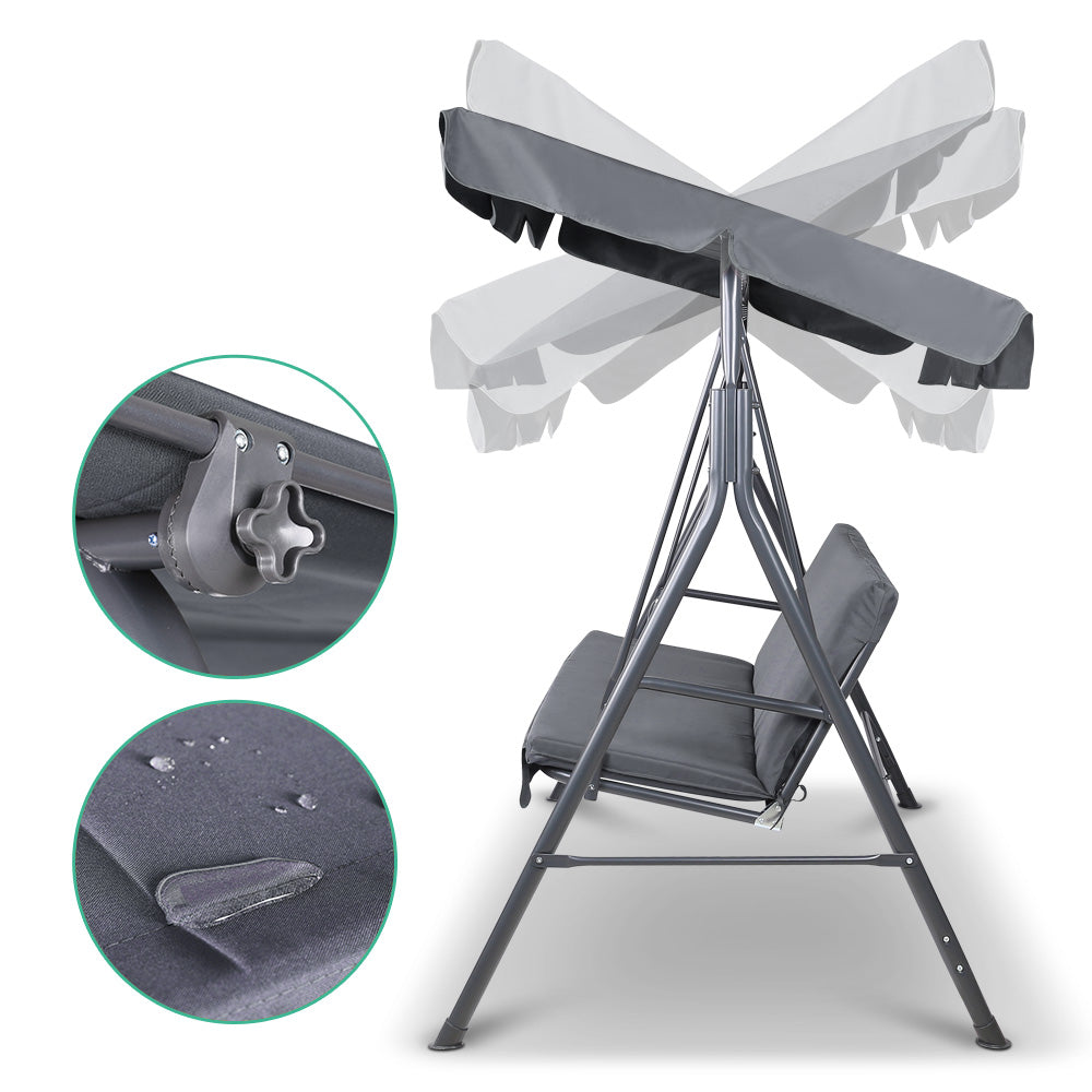 Gardeon 3-Seater Outdoor Swing Chair Canopy Grey