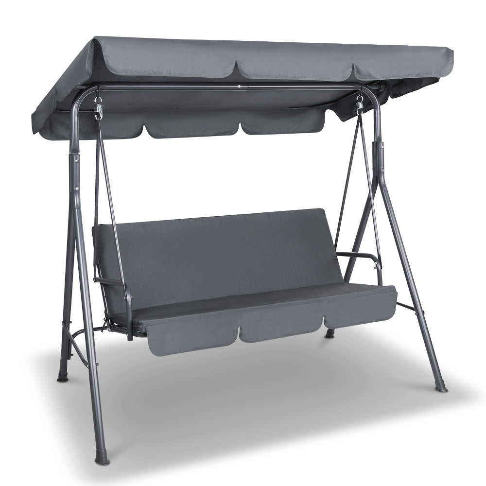 Gardeon 3-Seater Outdoor Swing Chair Canopy Grey